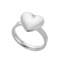Women's Stainless Steel Minimalist High Polished Love Heart Shaped Ring Silver Size 6