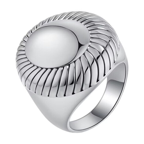 Women's Stainless Steel Chunky High Polished Statement Ring Silver Size 6