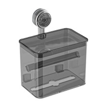 Grey suction cup toilet paper holder wall-mounted no-drill