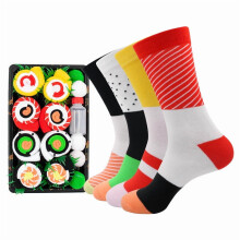 Confezione regalo di calzini a tema sushi e salmone – Calzini divertenti a gamba alta per uomo e donna, calzini colorati in cotone con design a