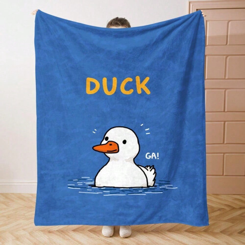 Flannel Throw Blanket Soft Warm Duck Print Blue Orange 2