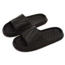 Pillow Slippers for Women and Men | House Slides Shower Sandals | Cushioned Thick Sole Black-I 37