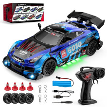 1: 24Neon4WD RC Drift Car z podświetleniem, 2 prędkościami i wymiennymi oponami – zabawka do szybkich nocnych wyścigów na prezent