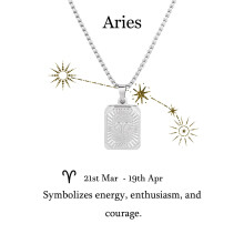 Zodiac Sign Stainless Steel Pendant Necklace - Unisex Constellation Charm,Star Sign Jewelry for Men and Women