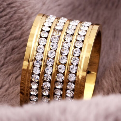 Women's Stainless Steel Wedding Band Ring with Cubic 2