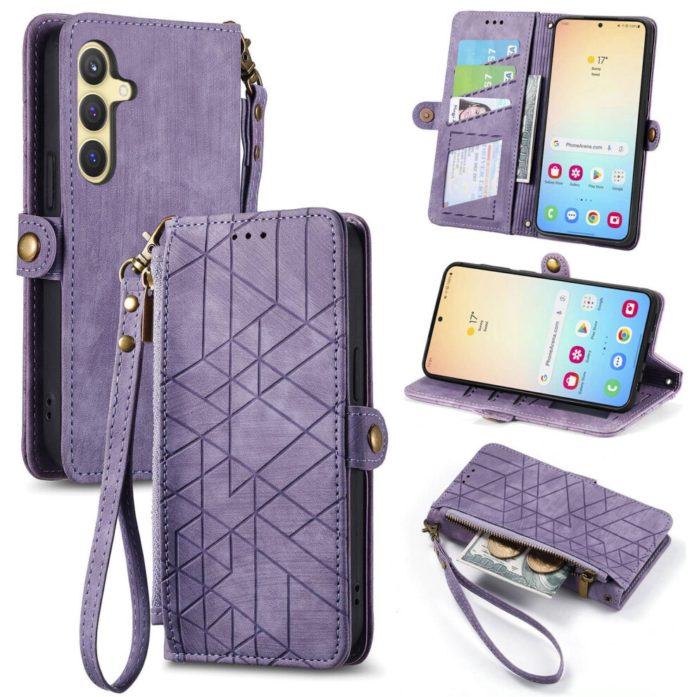 Wallet Leather Phone Case For Compatible With Samsung Galaxy A54 A34 A24 A14 Multi Card Zipper Phone Case 9489952331898