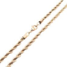 Men's Women's Stainless Steel Jewelry 5MM Hip Hop Rope Chains Twist Chain Necklace with Lobster Clasp Rose Gold 19.7 Inches
