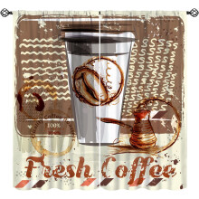 Coffee Poster Curtains Grunge Retro Pattern 2 Panels 52x84