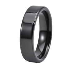 Keramische trouwring, zwart, 6 mm, maat 9