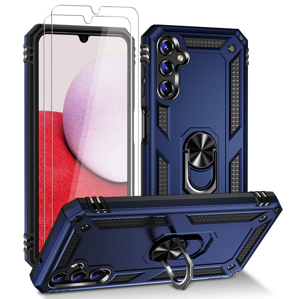 Compatible With Samsung Galaxy A14 5G Case With Screen Protector, Military-Grade Shockproof Cover With 360 Rotating Kickstand - Blue 9448483053389