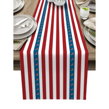 Red Blue White Stripes Table Runner Home Wedding Decor Table Flag Mat Table Centerpieces Decoration Party Dining Long Tablecloth