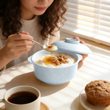Wheat Straw Rice & Soup Bowl with Lid, Microwave Safe, for Cheese Baking, Instant Noodles, Porridge – Easy Clean Tableware