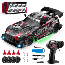 1: 24Neon4WD RC Drift Car z podświetleniem, 2 prędkościami i wymiennymi oponami – zabawka do szybkich nocnych wyścigów na prezent