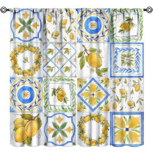 Vintage Yellow Lemon Curtains, Retro Watercolor Floral Drapes – Rod Pocket, 55"x39", for Kitchen, Bedroom, Living Room