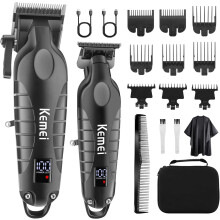 Professional Cordless Hair Clipper & Trimmer Set for Men, T-Blade, LCD Display – KM-2290/KM-2293