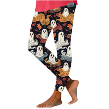 Leggings til dame med høy midje, spøkelsesgresskartrykk, stretchbukser i pluss størrelse, tights, størrelse S-3Xl