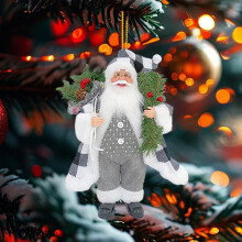 3.1" Standing Santa Figurine with Gift Bag – Cute Christmas Decoration for Home, Office, Table, Xmas Party – Red
