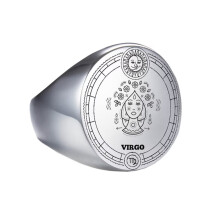 Alliance en acier inoxydable, signe du zodiaque Vierge argenté, taille 9