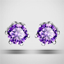 Boucles d'oreilles puces en argent sterling 925 avec zircon cubique