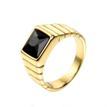 Alliance en acier inoxydable avec zircon cubique, or et noir, taille