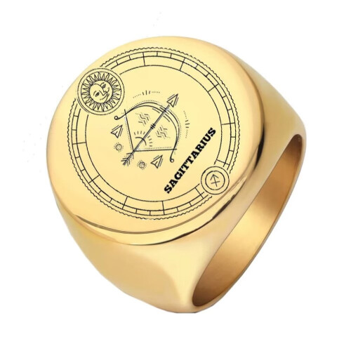 Stainless Steel Zodiac Constellation Ring – Size 9