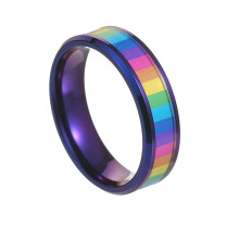 Bague arc-en-ciel pour homme en acier inoxydable, 6 mm, taille 12