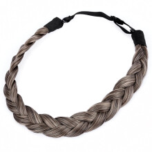 Synthetisches Haar-Stirnband mit geflochtenen Zöpfen, klassisch, voluminös, breit, elastisch, dehnbar, Haarteil für Damen und Mädchen, 55 g,