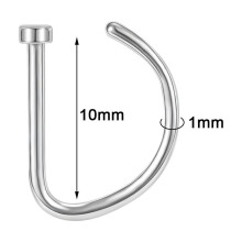 1/4 st 18G rostfritt stål nässtift D-formade näsborrpiercingar smycken 8/10MM-Silver-10mm (1 st)