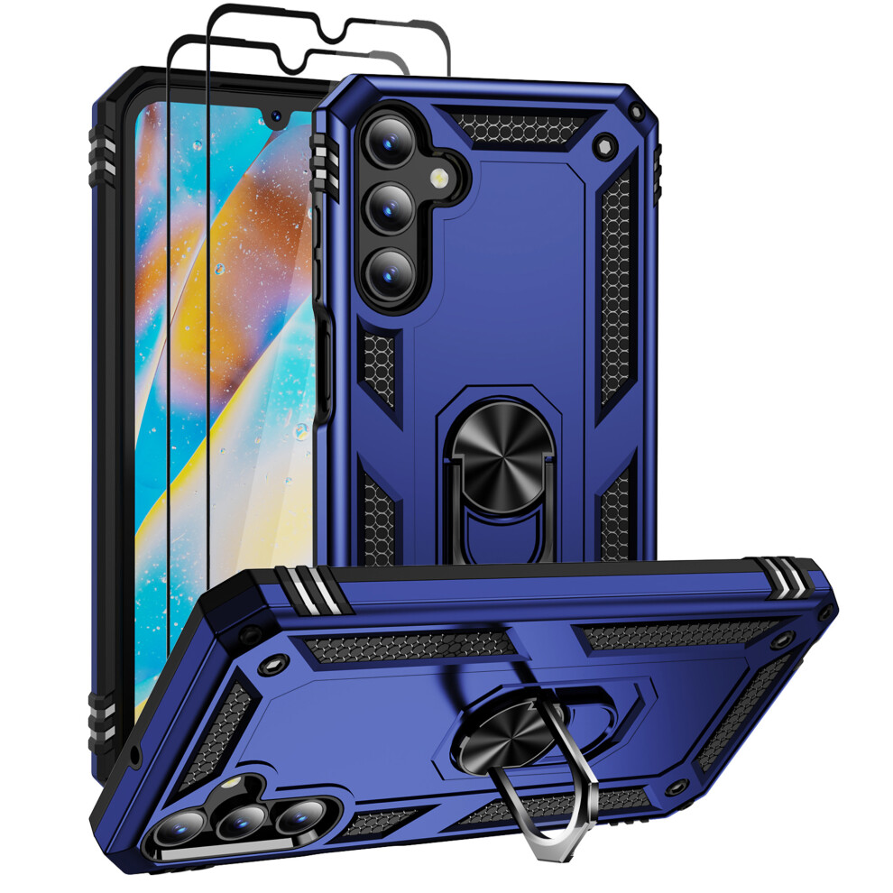 Compatible With Samsung Galaxy A15 5G Case With Screen Protector, Military-Grade Shockproof Cover With 360 Rotating Kickstand - Blue 9448483055765