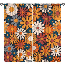 Retro Abstract Flower Curtains Vintage Boho Floral Print