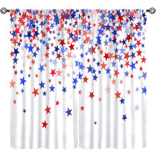 4th of July Curtains Star Scatter Pattern Rod Pocket