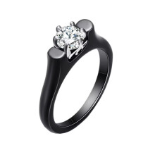 Bague fine en céramique pour femme avec incrustation de zircone cubique, taille 6