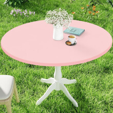 Round Spandex Tablecloth, Elastic Fitted & Waterproof for 36"-44" Tables, Washable Picnic Cover for Camping/Dining/Indoor/Outdoor, Pink