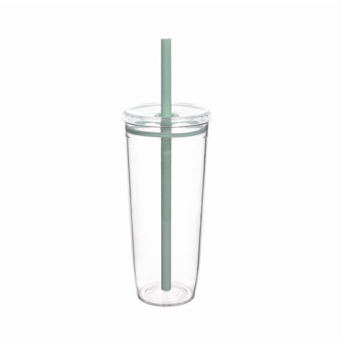 Επαναχρησιμοποιήσιμο πλαστικό ποτήρι 20oz με καπάκι και καλαμάκι