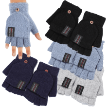 4 Pairs Mittens Winter Fingerless Gloves Warm Knitted Gloves Convertible Gloves for Men and Women