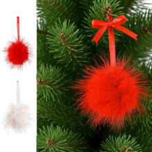 Christmas Ornament, Red Fuzzy PomPom Hanging Decoration Fluffy Ball Ornament for Christmas Tree Holiday Party Home Decor 2025