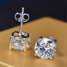 925 Sterling Silver Stud Earrings Birth Cubic Zircon Fashion Jewelry For Women