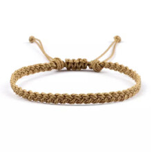 Pulseira de cordão encerado cáqui com nó trançado