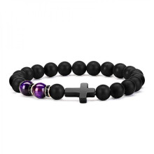 Onyx & Tiger Eye Beaded Bracelet for Men & Women – Christian Religious Gift, Anniversary Jewelry for Dad, Husband – Compatible with Faith-Based
