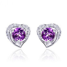 925 Sterling Silver Stud Earrings Birth Cubic Zircon Fashion Jewelry For Women