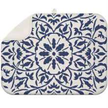 Soft microfiber boho drying mat 18x24 Inch with intricate floral prints, perfect for keeping kitchen counters dry and tidy