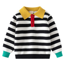 Multicolor Button Sweater for Toddlers & Kids – Warm Thick Long Sleeve Pullover, Lapel Neck, Fall/Winter (Black, 120/5Y)