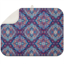 Tapete de secagem de cozinha boho colorido, 45x60cm, com estampa floral, superfície de microfibra, lavável à máquina e reutilizável.