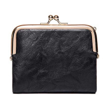 Coin Purse, Womens Wallet, Small Compact Bifold Leather Vintage Wallet, Ladies Coin Purse with Zipper and Kiss Lock
