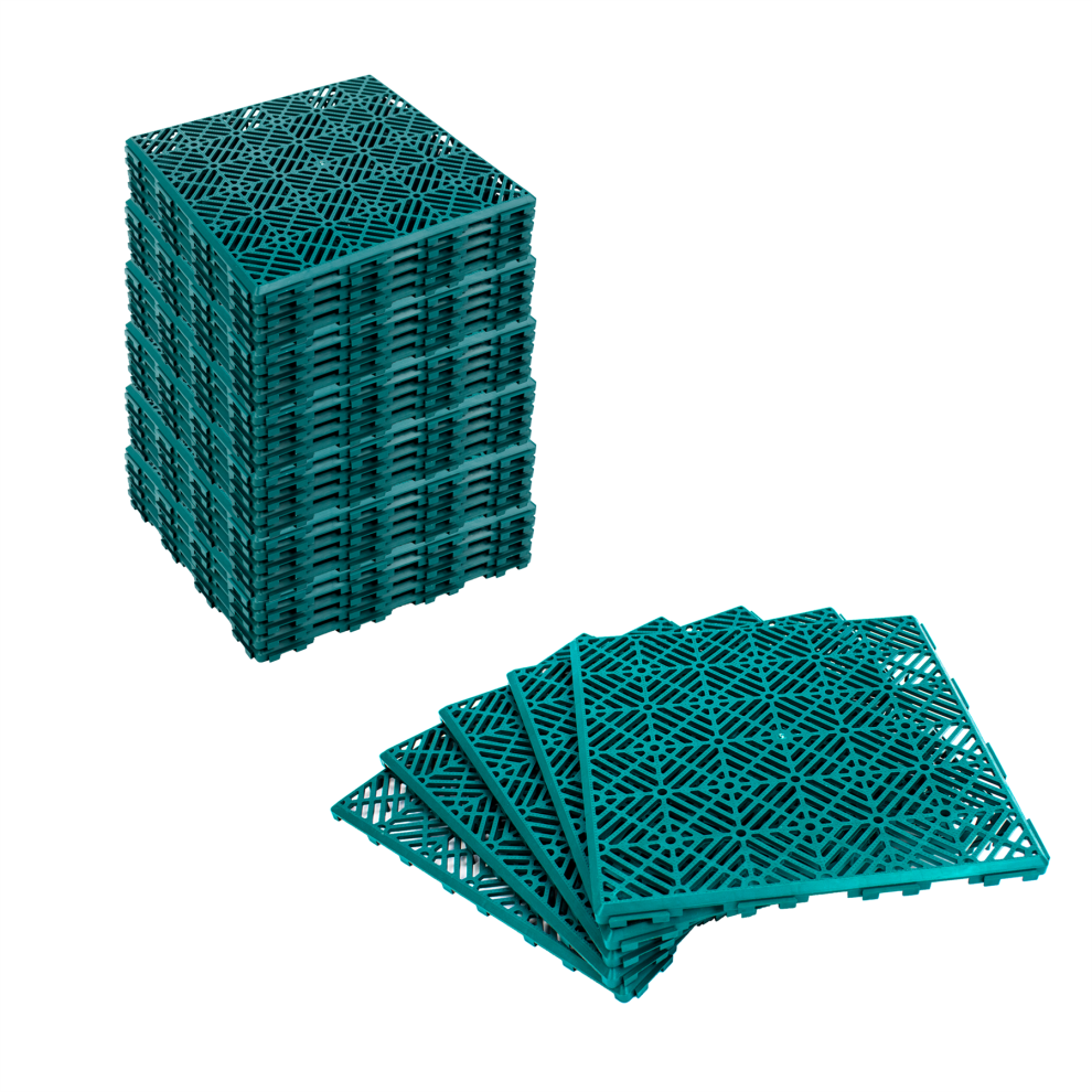 (7 X 5Pc Anti-Slip Deck Boards) Kct Green Garden Path And Patio Decking Interlocking Tiles 5060502534965