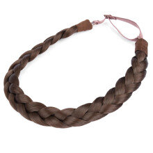 Synthetisches Haar-Stirnband mit geflochtenen Zöpfen, klassisch, voluminös, breit, elastisch, dehnbar, Haarteil für Damen und Mädchen, 55 g,