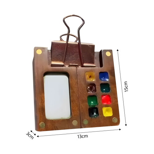 Multi Functional Walnuts Wood Palette with Storage Well for 2