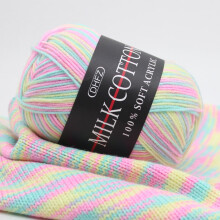 7pcs Milk Cotton Yarn (50g each), Soft Baby Wool for Knitting & Crochet, Bright Gradient Colors, under $5, compatible with standard hooks & needles