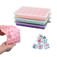3-Pack Silicone Ice Cube Trays, 24-Cube Each, BPA-Free, Easy Release for Alcohol/Coffee/Beverages (Pink/Light Blue/Purple)