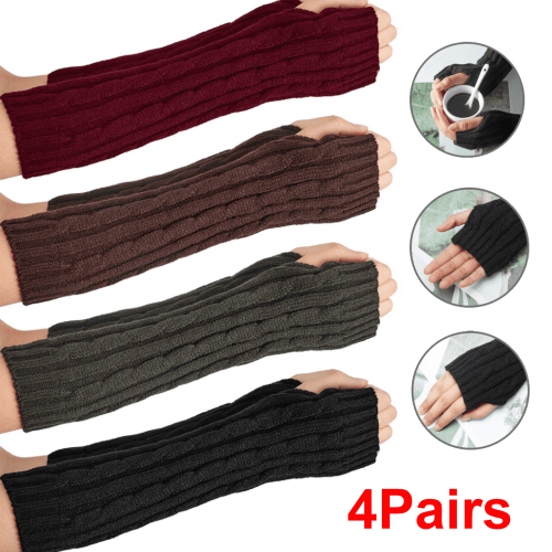 Knitted Arm Warmers with Thumb Hole 4 Pairs